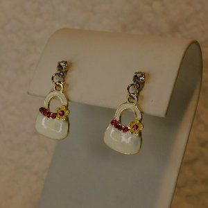 Purse Earrings Gold Tone